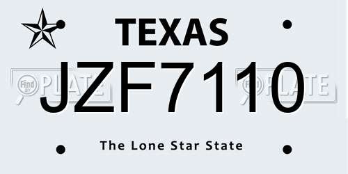 JZF7110 Texas License Plate