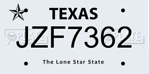 JZF7362 Texas License Plate