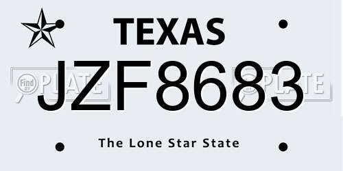 JZF8683 Texas License Plate