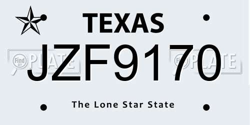 JZF9170 Texas License Plate