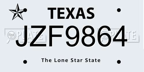 JZF9864 Texas License Plate