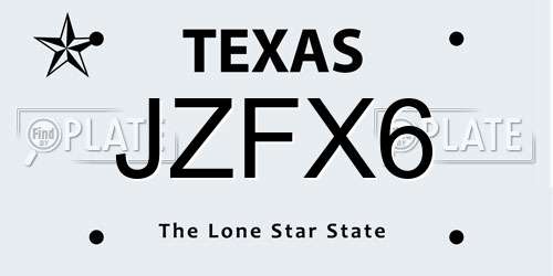 JZFX6 Texas License Plate