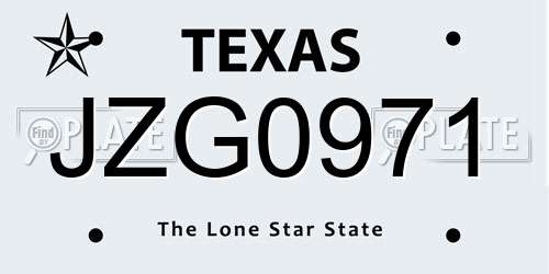 JZG0971 Texas License Plate