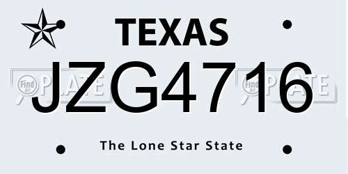 JZG4716 Texas License Plate