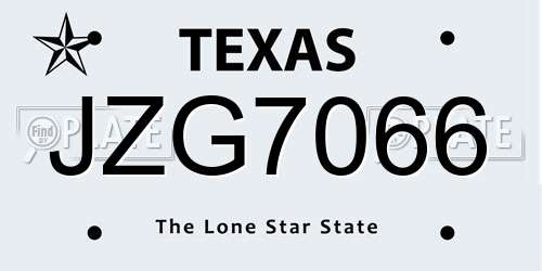 JZG7066 Texas License Plate