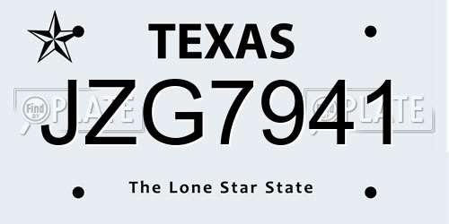 JZG7941 Texas License Plate