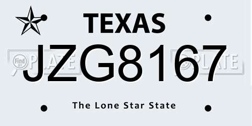 JZG8167 Texas License Plate