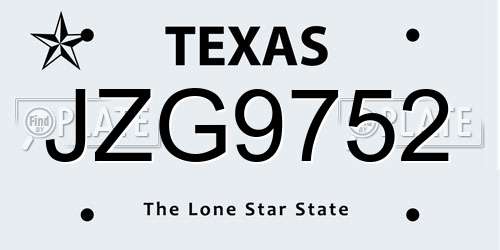 JZG9752 Texas License Plate
