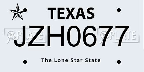 JZH0677 Texas License Plate