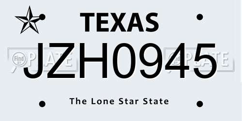 JZH0945 Texas License Plate