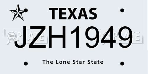 JZH1949 Texas License Plate
