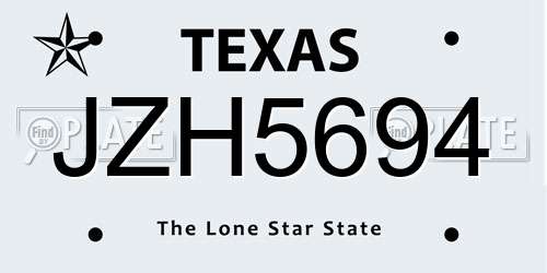 JZH5694 Texas License Plate
