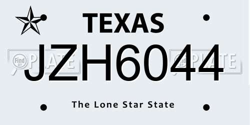 JZH6044 Texas License Plate