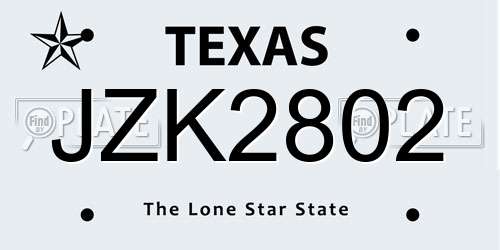 JZK2802 Texas License Plate