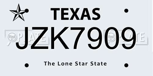 JZK7909 Texas License Plate