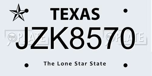 JZK8570 Texas License Plate