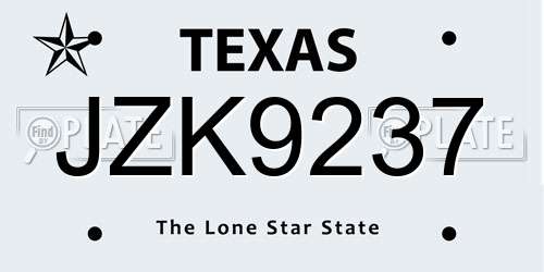JZK9237 Texas License Plate