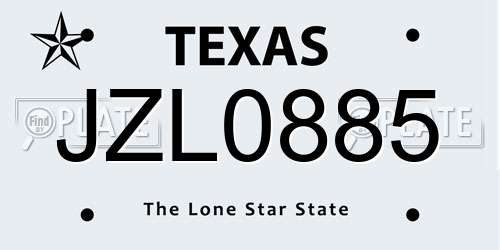JZL0885 Texas License Plate