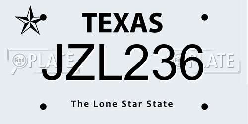 JZL236 Texas License Plate