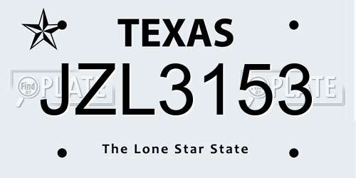 JZL3153 Texas License Plate