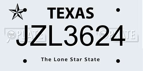 JZL3624 Texas License Plate