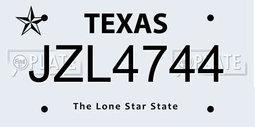 JZL4744 Texas License Plate