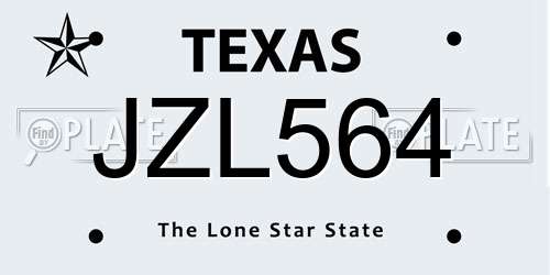 JZL564 Texas License Plate