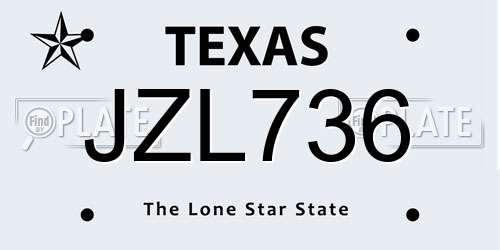 JZL736 Texas License Plate