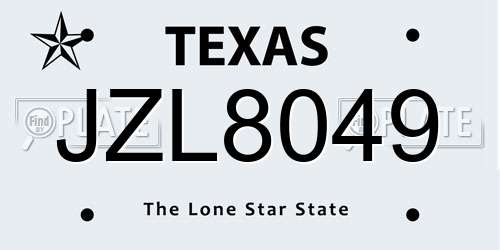 JZL8049 Texas License Plate
