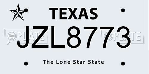JZL8773 Texas License Plate