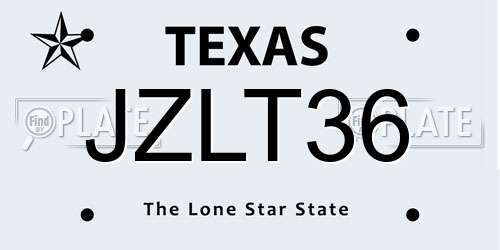 JZLT36 Texas License Plate
