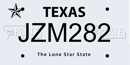 JZM282 Texas License Plate