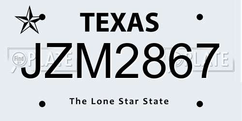 JZM2867 Texas License Plate