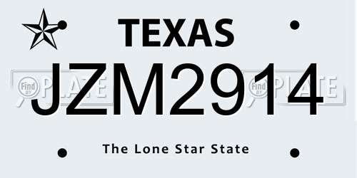 JZM2914 Texas License Plate