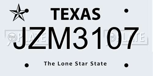 JZM3107 Texas License Plate