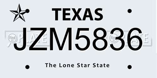 JZM5836 Texas License Plate