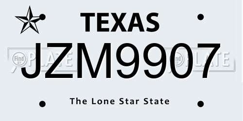 JZM9907 Texas License Plate