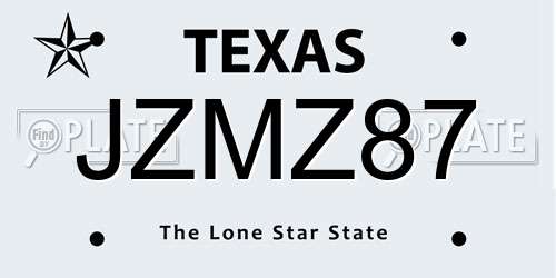 JZMZ87 Texas License Plate