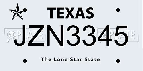 JZN3345 Texas License Plate