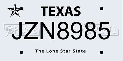 JZN8985 Texas License Plate