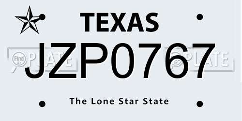 JZP0767 Texas License Plate