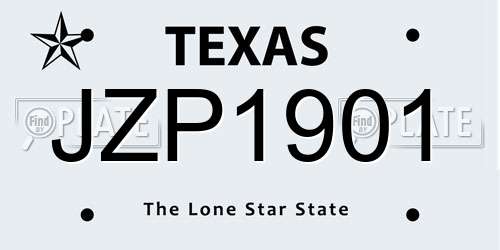 JZP1901 Texas License Plate