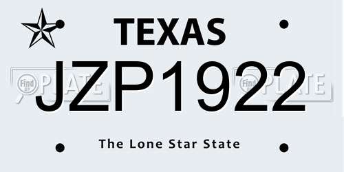 JZP1922 Texas License Plate