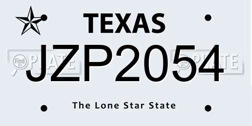 JZP2054 Texas License Plate