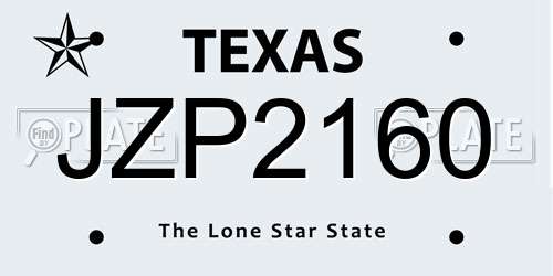 JZP2160 Texas License Plate