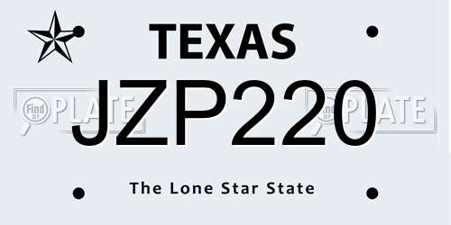 JZP220 Texas License Plate