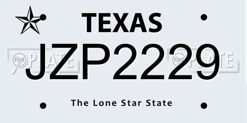 JZP2229 Texas License Plate