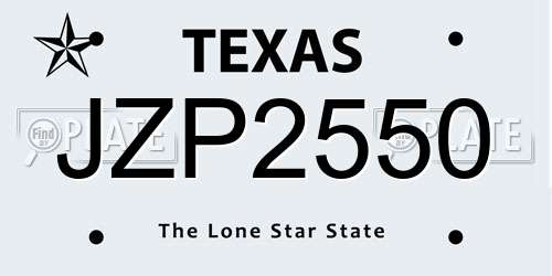JZP2550 Texas License Plate