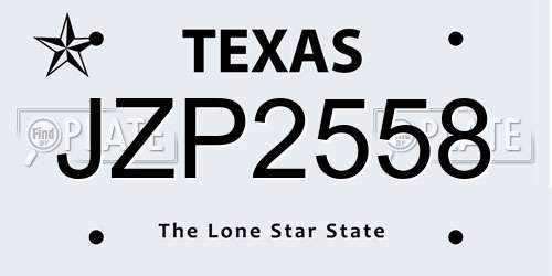 JZP2558 Texas License Plate
