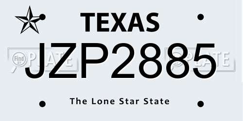JZP2885 Texas License Plate